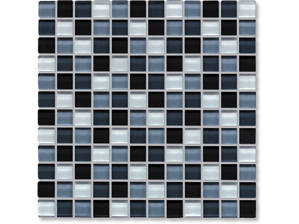 Crystal Glass Black White Mix Gloss, Black And White Mosaic Tile